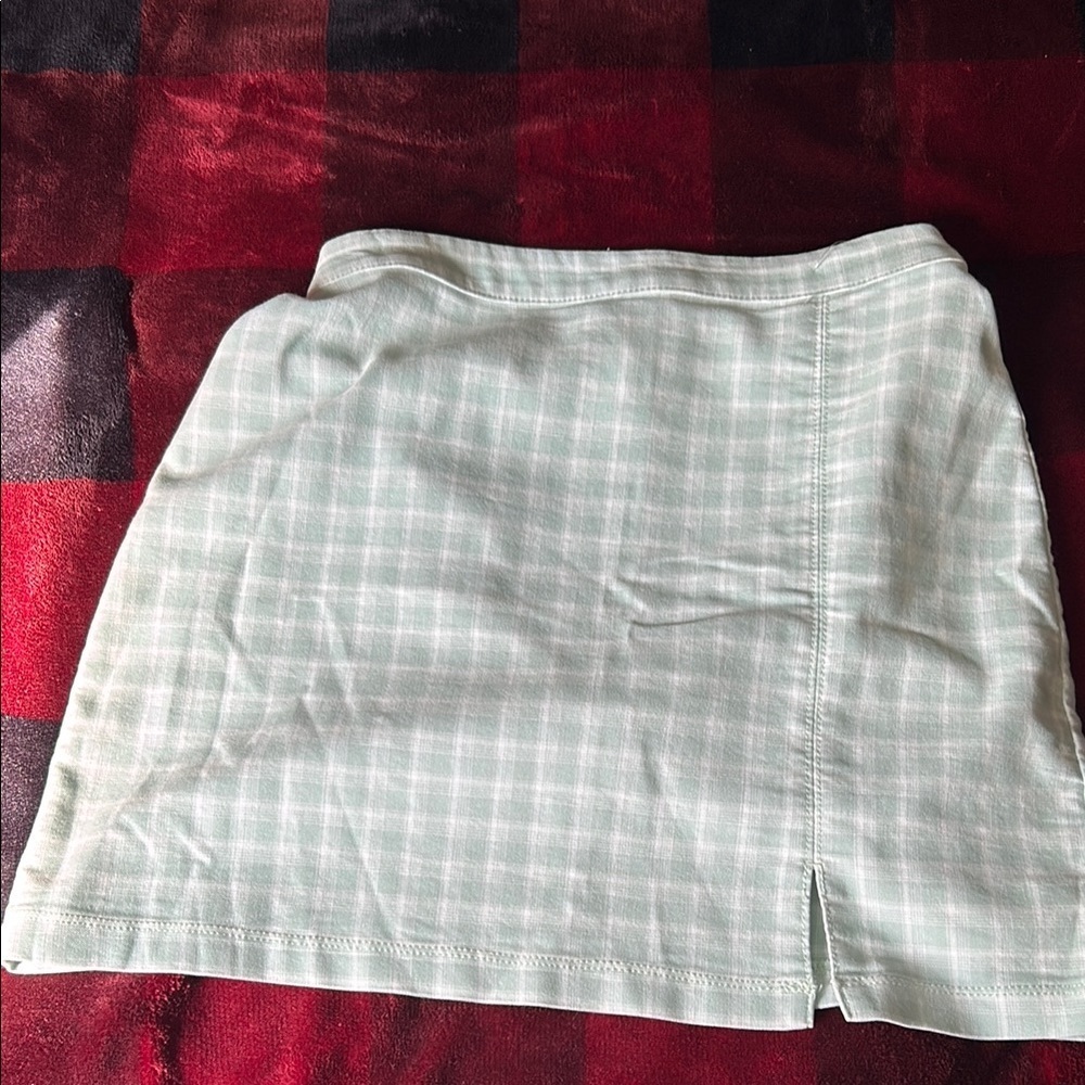 Plaid Mini Skirt in Light Green